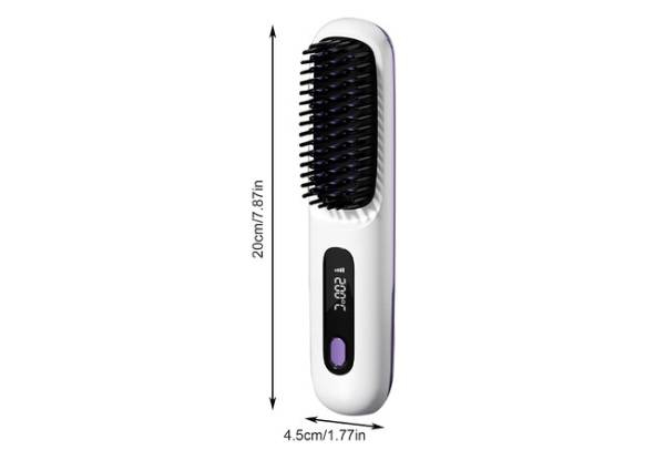 Cordless Three-Setting Hair Straightener Brush - Two Colours Available