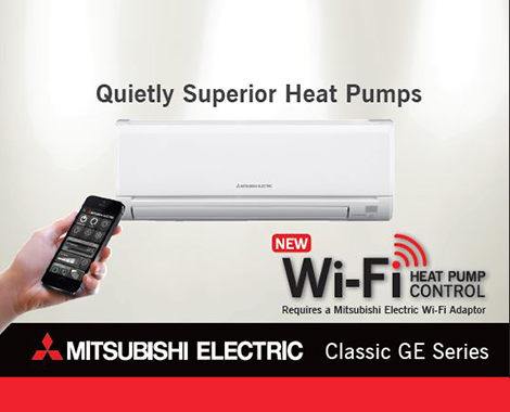 From $2,499 for a Mitsubishi Electric Heat Pump incl. Free Wi-Fi Controller and Installation in Auckland, Wellington and Christchurch ONLY - Deposit Options Available