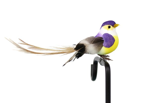 12-Pieces Artificial Feathered Bird Decorations