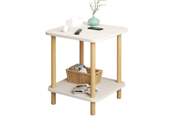 Two-Tier Square Wooden Side Table - Available in Two Colours