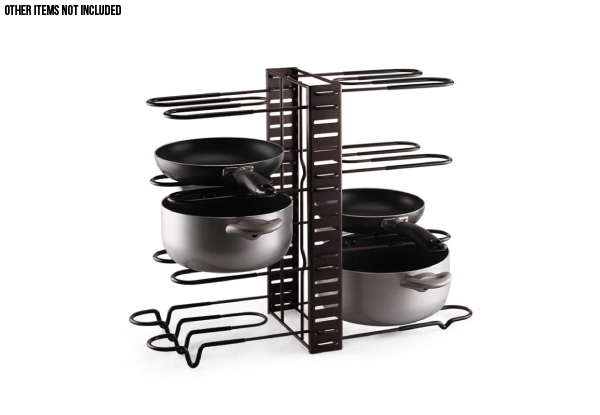 Adjustable Eight-Tier Pan & Pot Lid Holder Rack