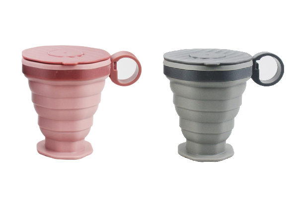 Outdoor Camping Foldable Silicone Cup with Lid - Available in Two Colours