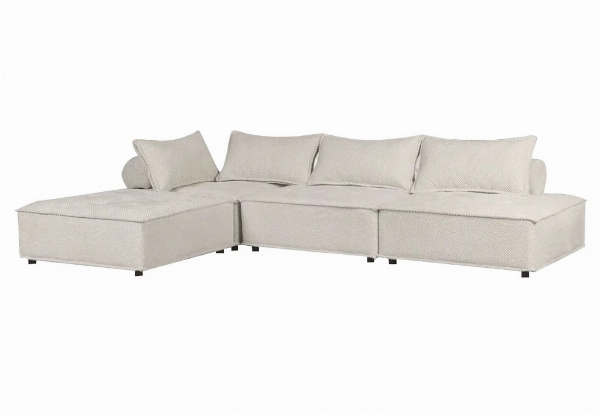 Hazel Contemporary Velvet Cream Sectional Sofa