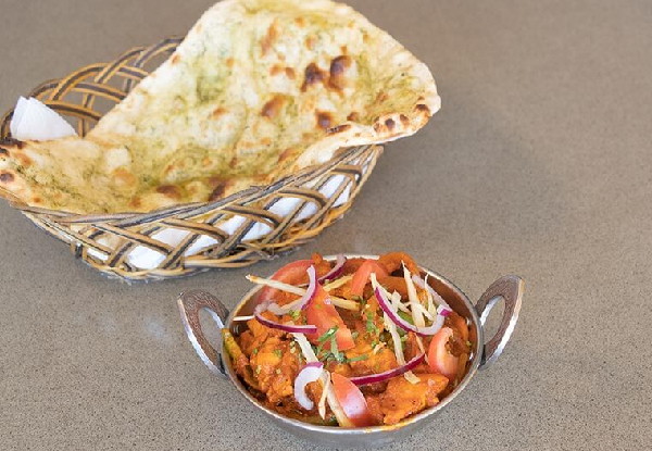 Two Curries with Shared Rice & Naan Bread for Two People - Valid for Dine-In Dinner - Option for Four