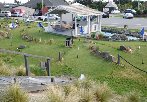 Family Mini Putt, Driving Range & Pizza Package for Four People