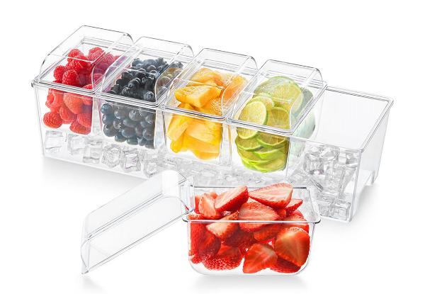 Ice Chilled Condiment Caddy with Five Containers