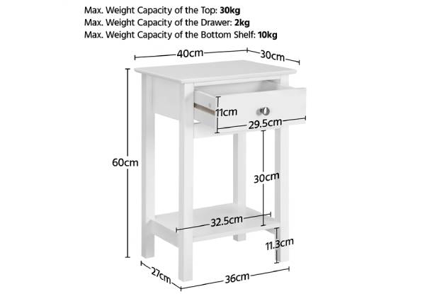 Two-Piece Wood Bedside Night Stand - Two Colours Available