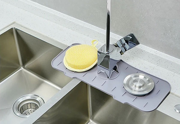 Grey Silicone Faucet Handle Soap Tray with Drainage