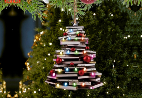 Eight-Piece Acrylic Book-Shaped Christmas Tree Ornament