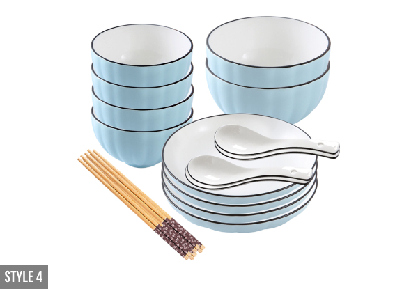 Blue Japanese Style Ceramic Dinnerware Crockery Set - Eight Options Available