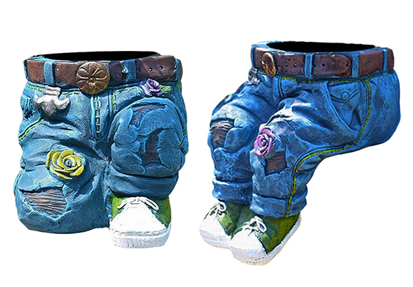 Denim Jeans Resin Flower Pot - Two Options Available