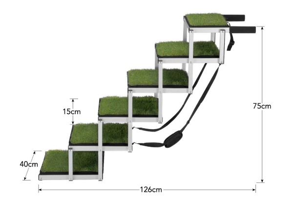 Five-Step Foldable Dog Ramp with Artificial Grass - Option for Six-Step Dog Ramp