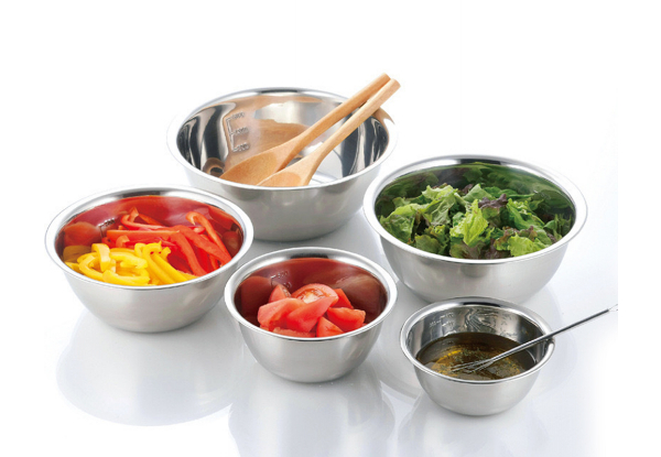 Five-Piece Stainless Steel Nesting Mixing Bowl Set - Option for Two Sets