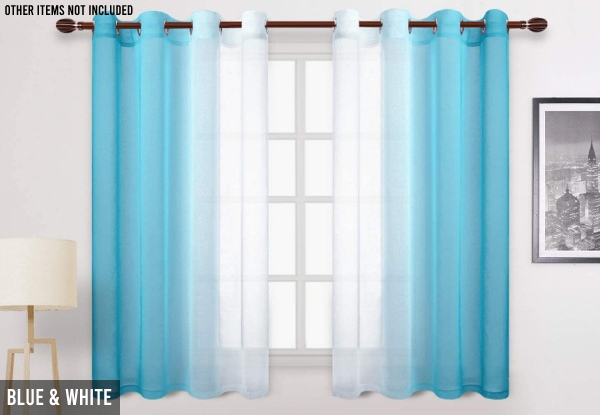 Two-Pack of Gradient Colour Sheer Curtains - 2 Sizes & 12 Colours Available