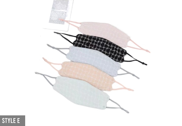 Five-Pack Fabric Cotton Reusable Masks - Five Styles Available & Option for 20-Pack