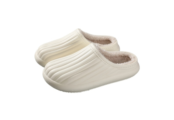 One-Pair of White EVA Water-Resistant Lined Pillow Slippers - Two Colours & Five Sizes Available