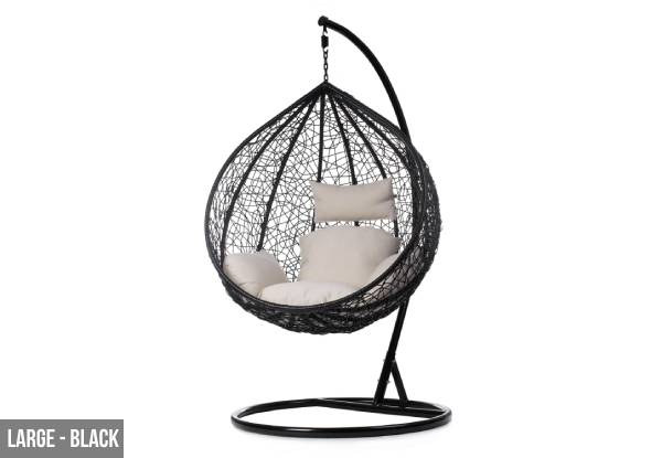 Outdoor Rattan Hanging Egg Shape Chair - Two Colours Available