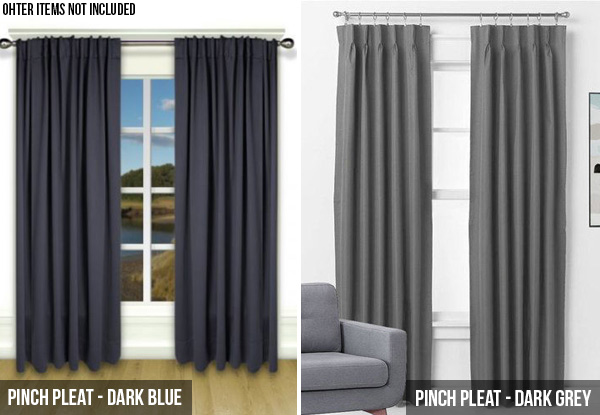 Blackout Eyelet or Pinch Pleat Ready Made Curtains - Three Sizes & Six Colours Available