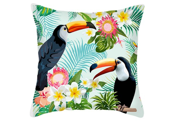 Four-Pack Tropical Leaves Floral Cushion Cover