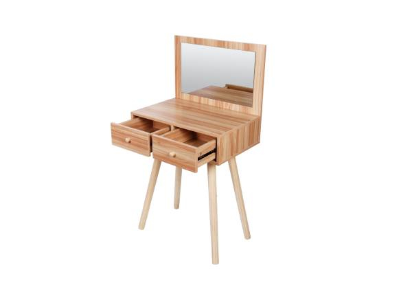 Modern Fashion Wood Dressing Table with Two Drawers & Mirror