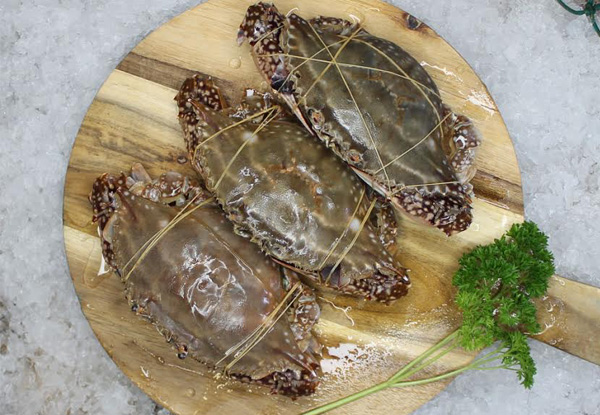 One Kilogram of Frozen Large Whole Blue Swimmer Crabs - Options for up to Five Packs with North Island Delivery