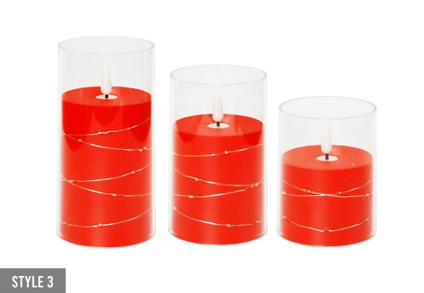 Three-Pieces Flameless LED Candle Lights Set - Available in Three Styles & Options for Two-Set