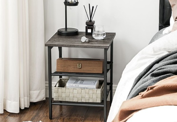 Vasagle Two-Pieces End Table with Adjustable Mesh Shelves