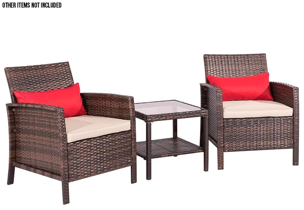 Suncrown Outdoor Furniture Wicker Chairs with Glass Top Table