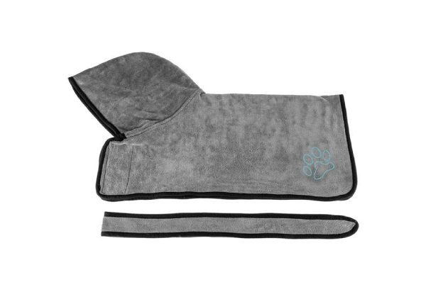 Absorbent Microfibre Dog Bathrobe Towel - Available in Three Colours & Five Sizes