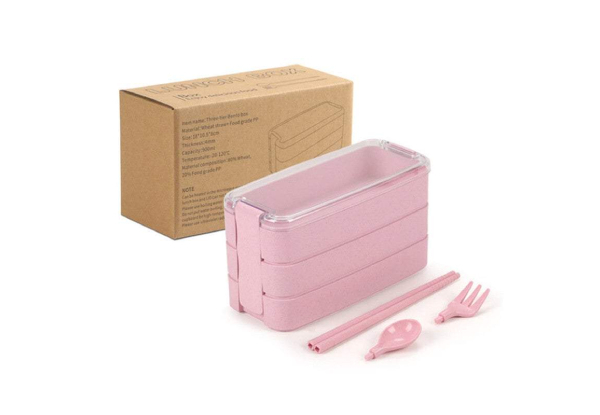 Three-Layer Bento Lunch Box Set - Available in Four Colours