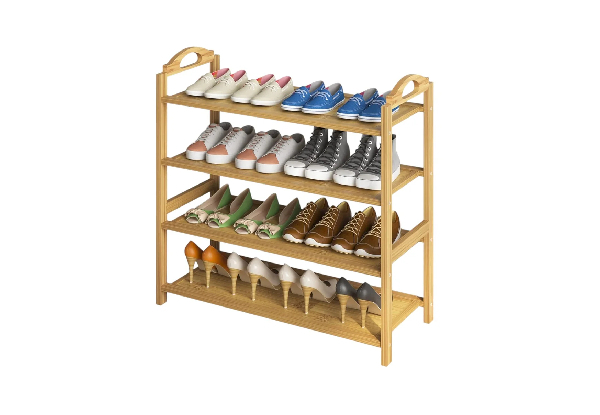 Bamboo Shoe Rack Storage Organiser - Options for Three, Four & Five-Tiers