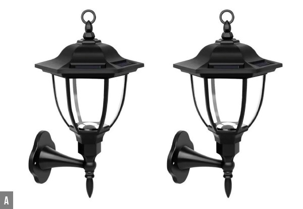 Two-Pack Coach Style Solar Lights - Two Options Available