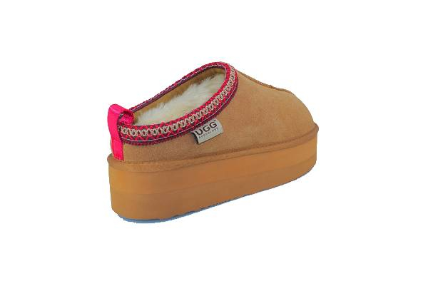 Ugg Roughland Platform Water-Resistant Tassie Suede Sheepskin Moccasin Slippers -  Available in Two Colours & Six Sizes