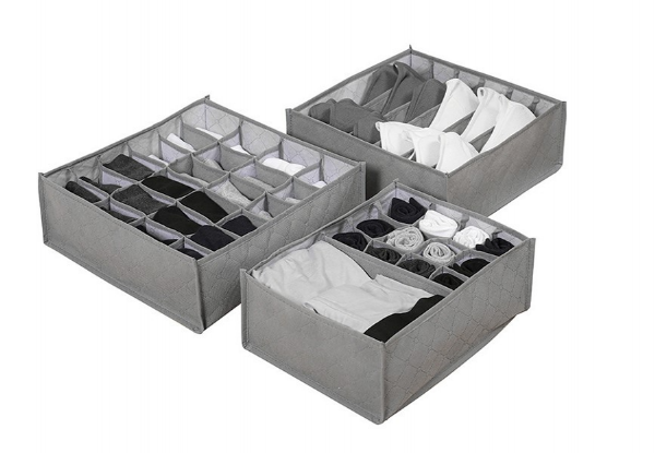 Three-Piece Underwear Storage Organiser Set - Two Colours Available