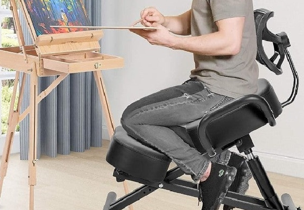 Ergonomic Kneeling Posture Chair with Adjustable Backrest & Casters