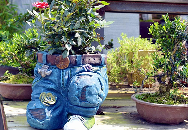 Denim Jeans Resin Flower Pot - Two Options Available