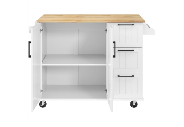 Kitchen Cart Island with Wood Top - Available in Two Colours