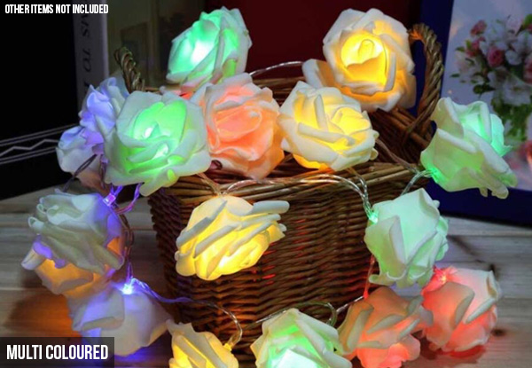 20 LED Rose Fairy Light String - Three Colours Available with Free Delivery
