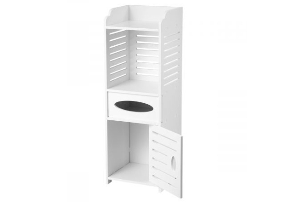 White Bathroom Cabinet & Storage Shelf
