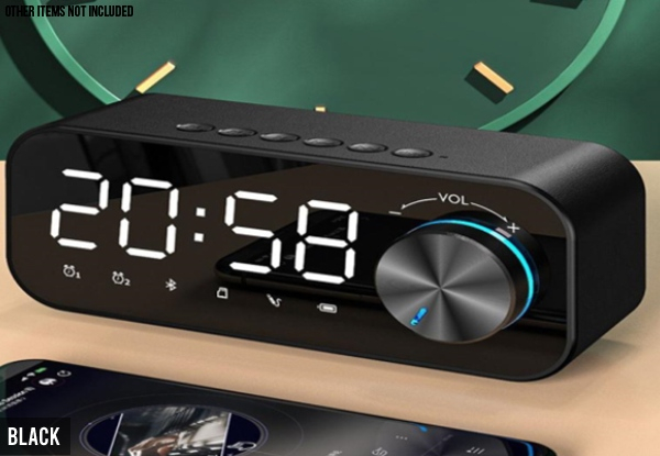 Bluetooth Subwoofer Music Speaker Alarm Clock - Two Colours Available