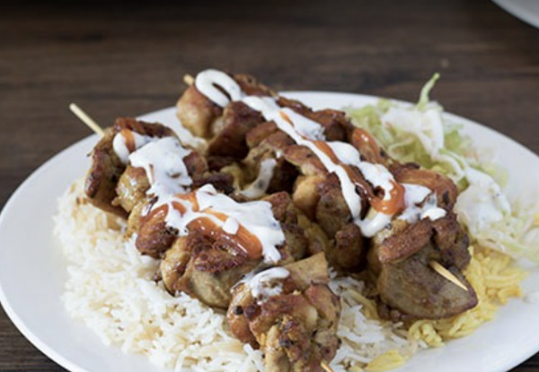 One Large Souvlaki or a Kebab & Rice Combo incl. Soft Drink & Your Choice of Fries or Wedges