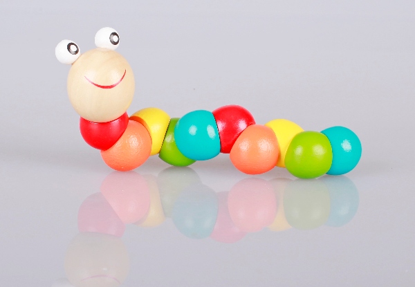 Kids Wooden Colourful Toy Worm