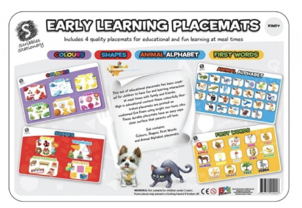 Four-Pack Kindy Educational Placemats