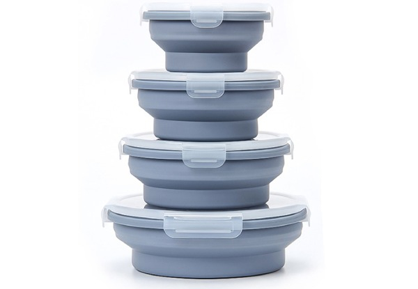 Four-Set Collapsible Food Storage Containers with Lid - Three Colours Available