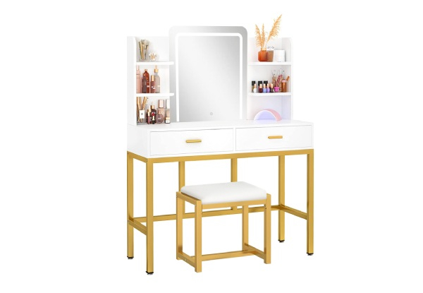 Dressing Table & Stool Set with Lighted Mirror