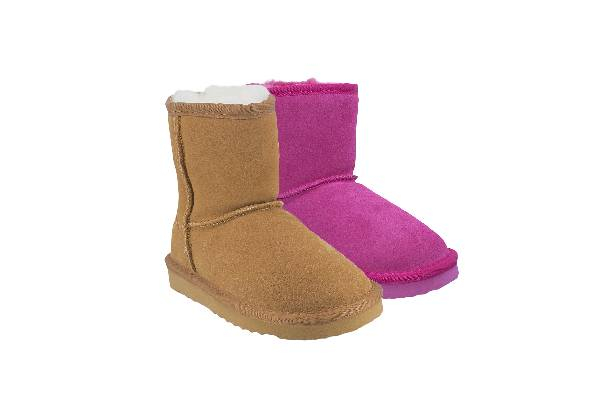 Ugg Roughland Kids Water-Resistant Short Suede Classic Sheepskin Boots - Available in Two Colours & Six Sizes