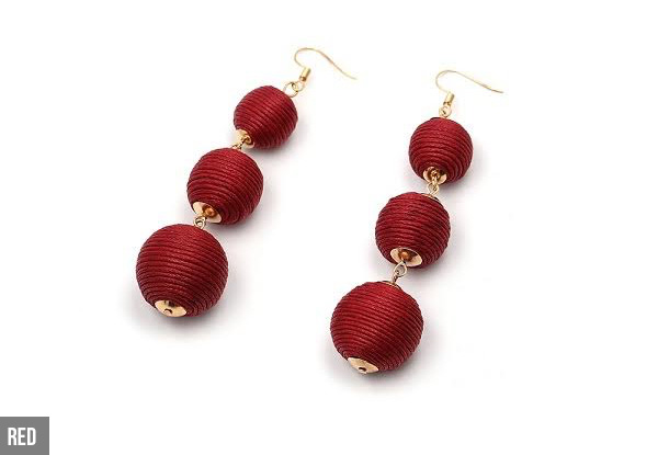 Pom Pom Drop Earrings - Five Colours Available with Free Delivery