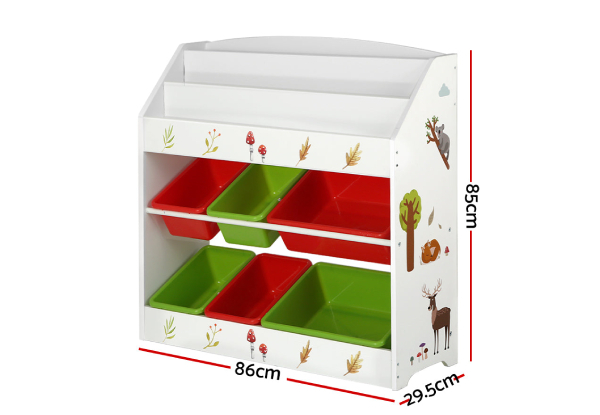 Kids Bookshelf with Six Storage Boxes