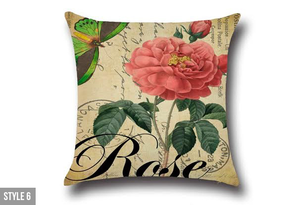 Flower Printed Linen Cushion Cover - Nine Styles Available