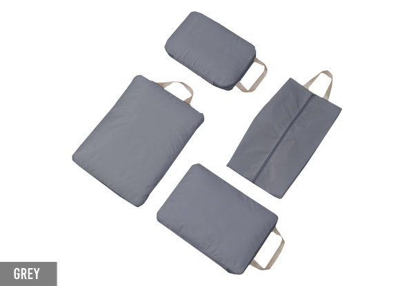 Four-Piece Travel Storage Compression Bag Organiser Set - Available in Four Colors & Option for Two Sets